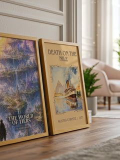The World of Tiers watercolour print framed by window – literary home decor