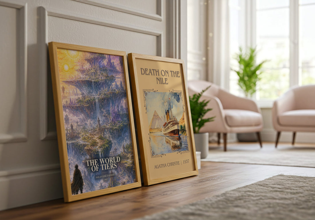 The World of Tiers watercolour print framed by window – literary home decor