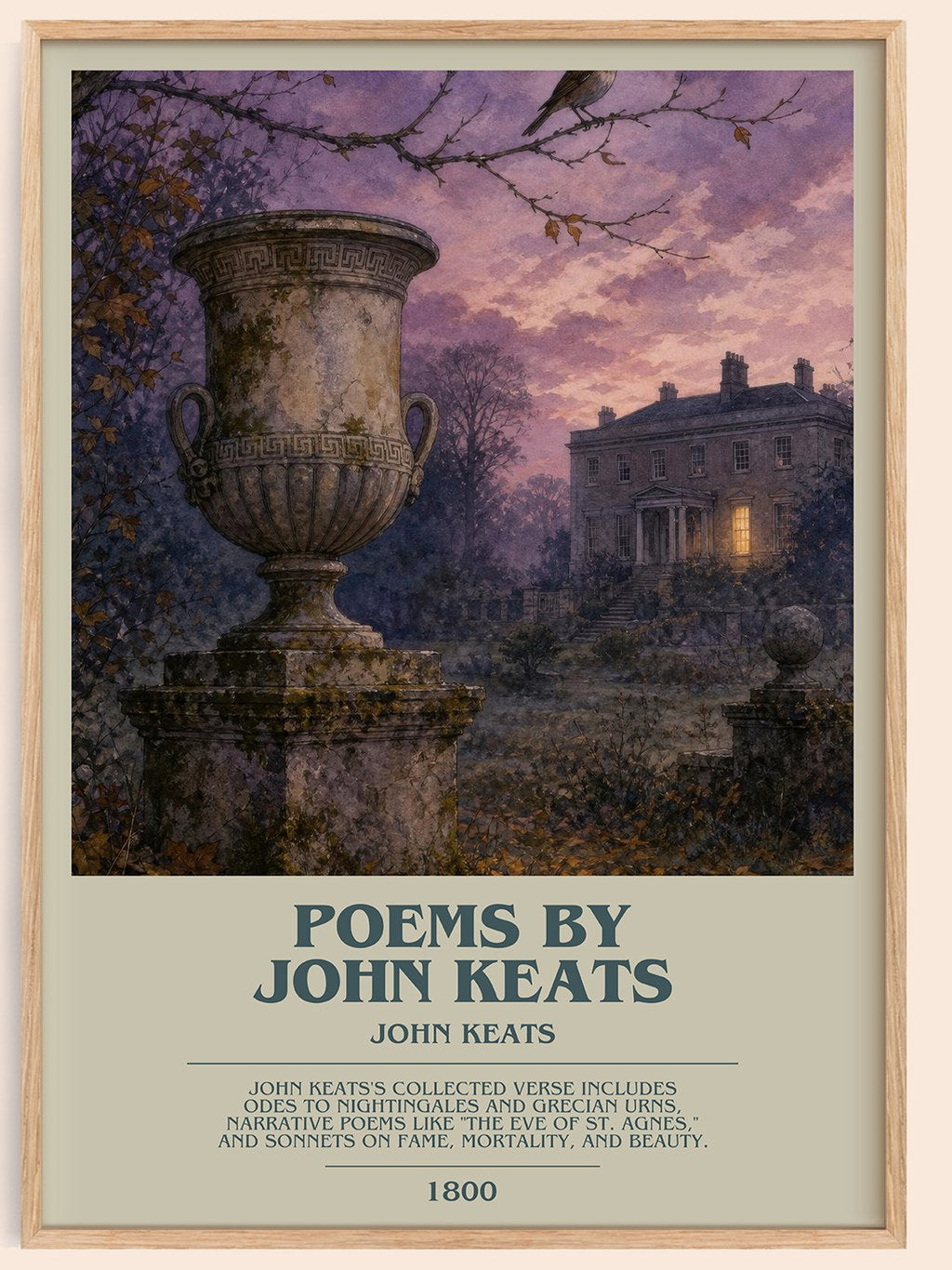 Poems by John Keats bookish book poster by John Keats – framed literary art print