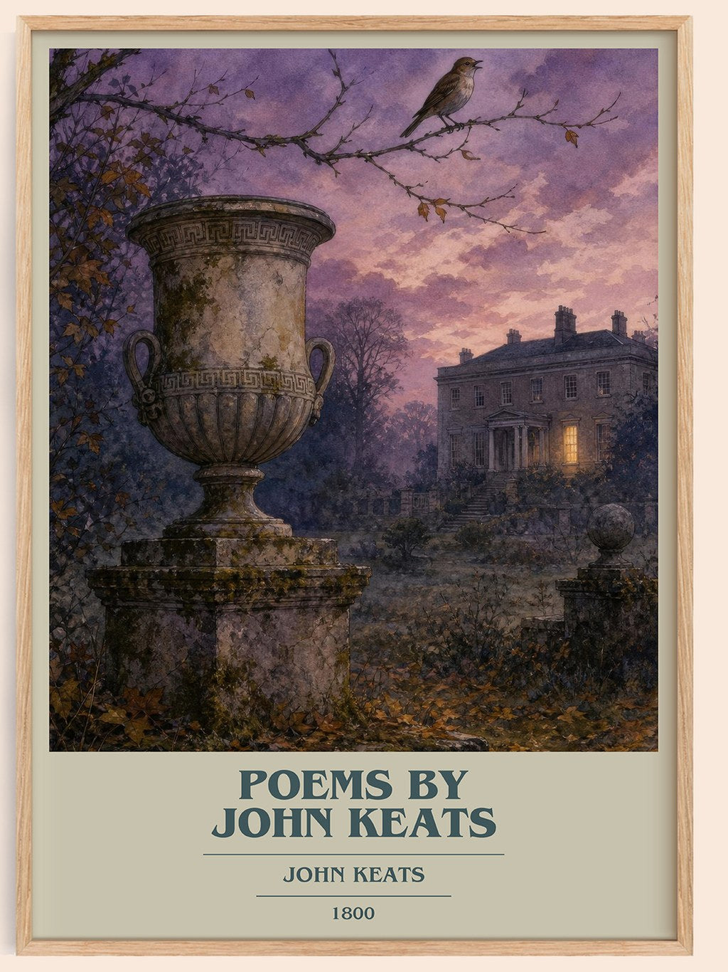 Poems by John Keats book cover book poster by John Keats – framed literary art print