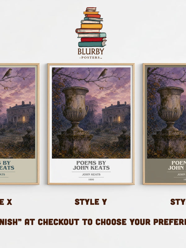 Poems by John Keats book cover print in frame leaning in hallway – poetry wall art