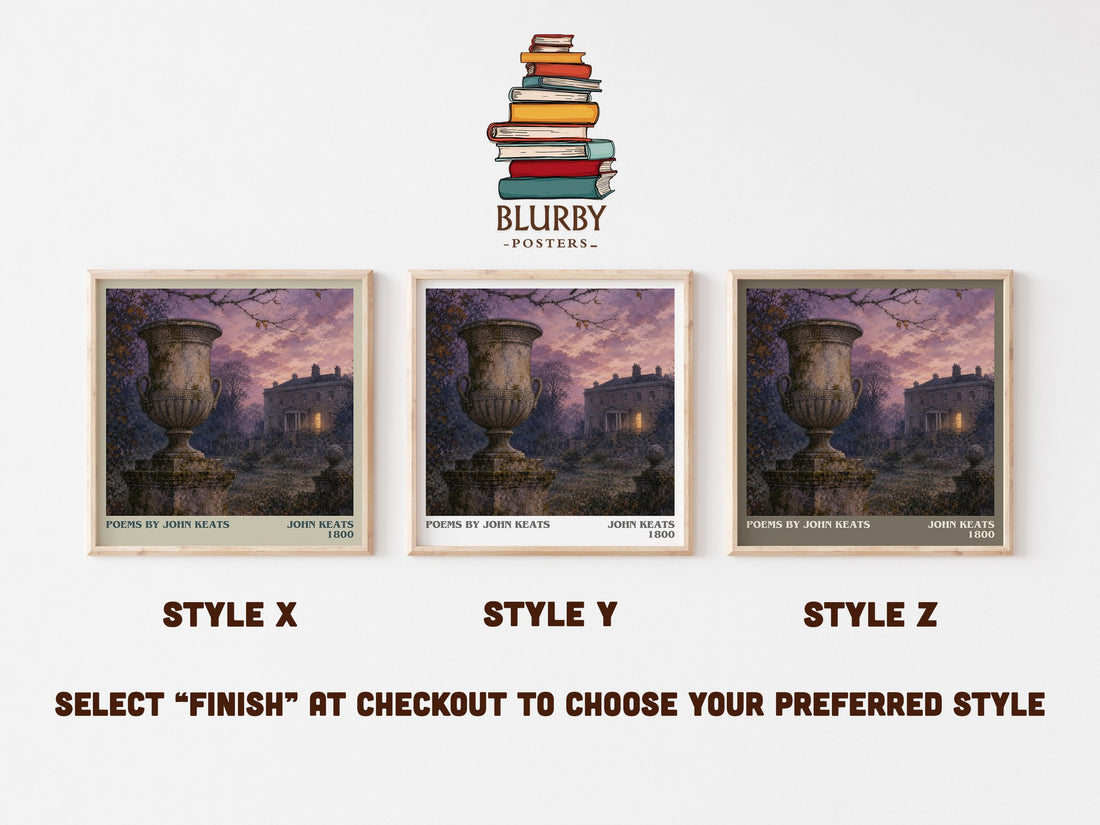 Poems by John Keats literary print in frame leaning in hallway – poetry wall art (mockup)