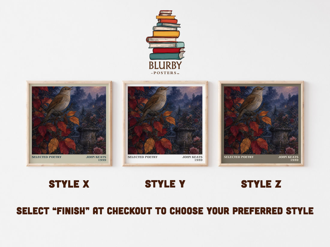 Selected poetry literary print in frame leaning in hallway – poetry wall art (mockup)