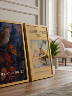 Selected poetry watercolour print framed by window – literary home decor