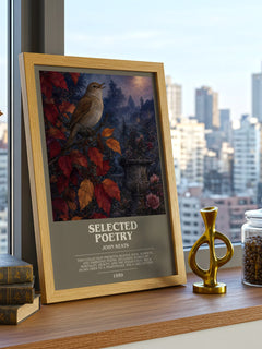 Selected poetry bookish print framed by window – literary home decor