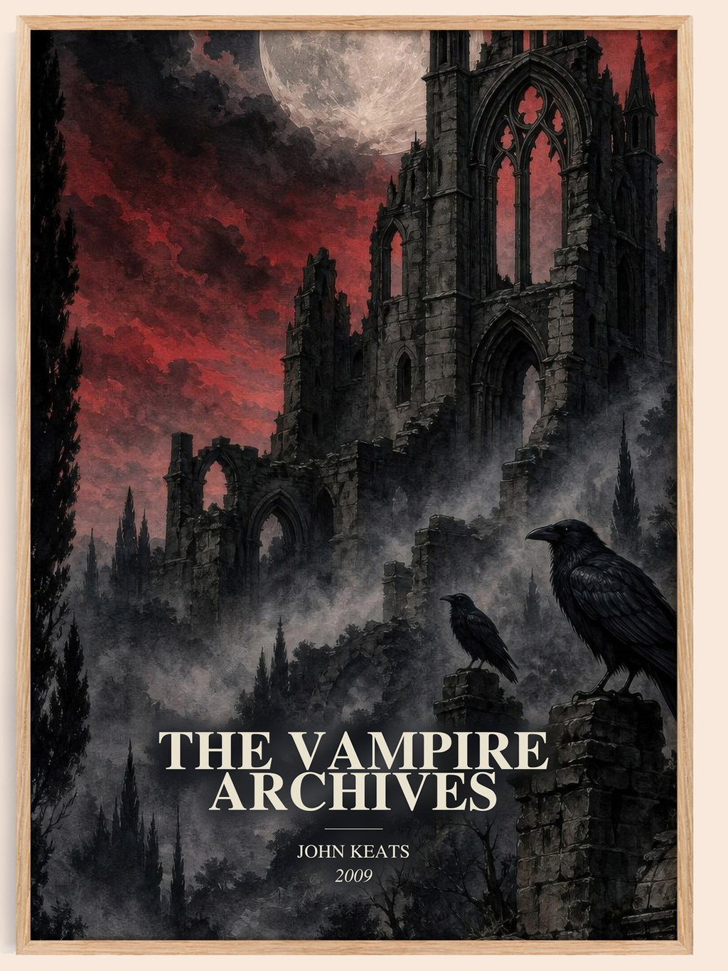The Vampire Archives watercolour book poster by John Keats – framed literary art print