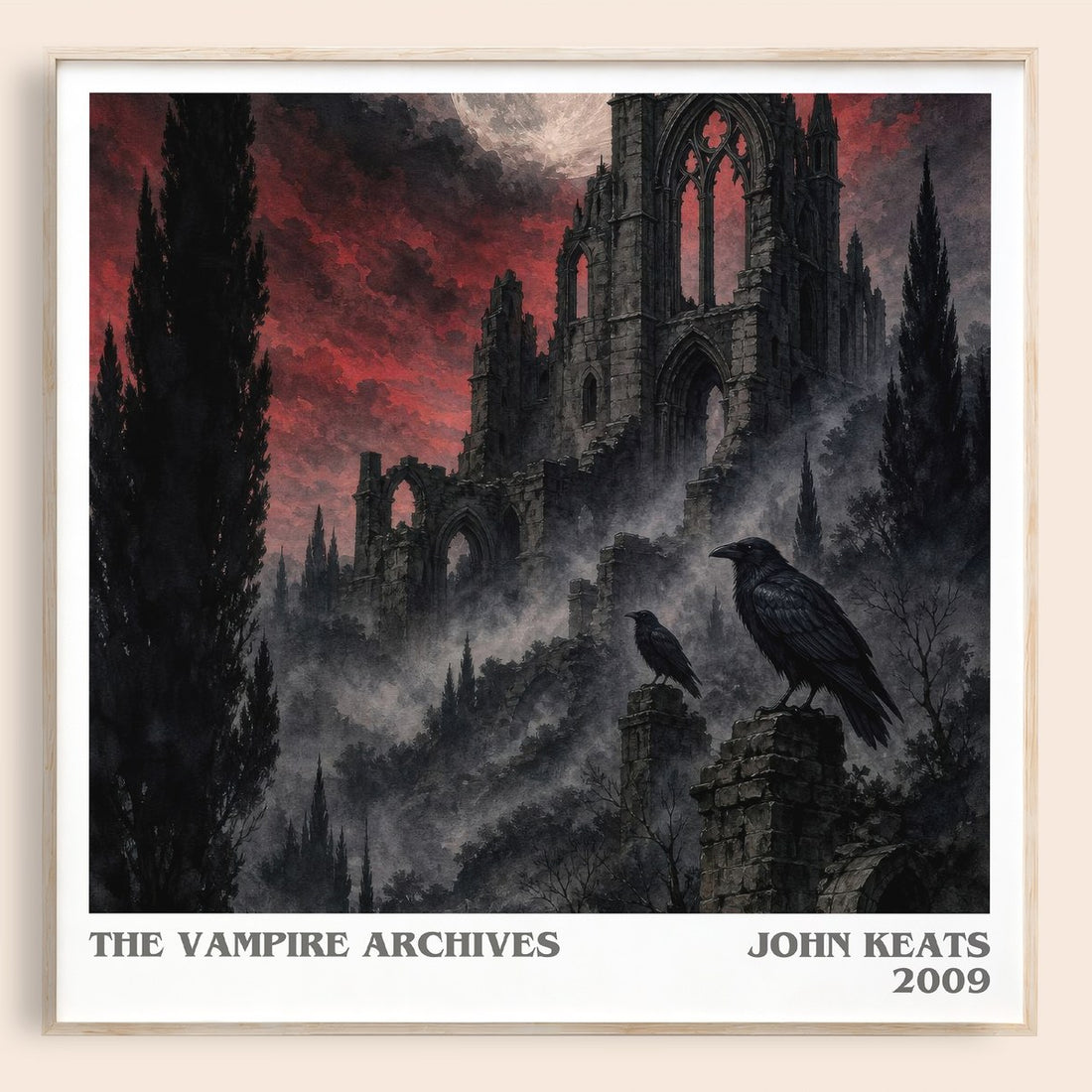 The Vampire Archives literary book poster by John Keats – framed literary art print