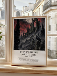 The Vampire Archives bookish poster colour and style options – John Keats book art