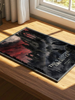 The Vampire Archives watercolour book poster framed on wall – horror wall art