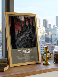 The Vampire Archives bookish print framed by window – literary home decor