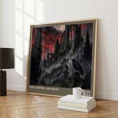 The Vampire Archives literary print framed by window – literary home decor
