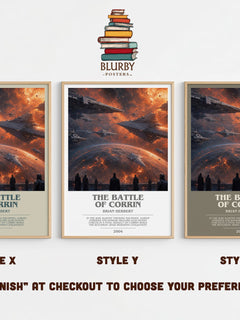 The Battle of Corrin bookish print in frame leaning in hallway – sci fi wall art