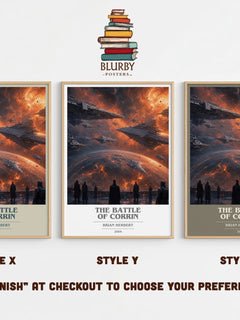 The Battle of Corrin book cover print in frame leaning in hallway – sci fi wall art