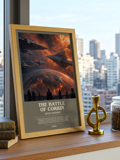 The Battle of Corrin bookish print framed by window – literary home decor