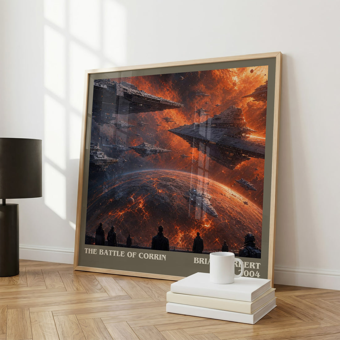 The Battle of Corrin literary print framed by window – literary home decor