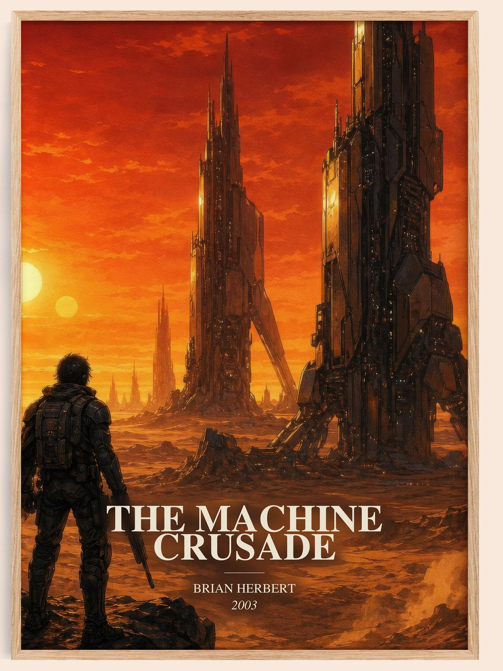 The Machine Crusade watercolour book poster by Brian Herbert – framed literary art print