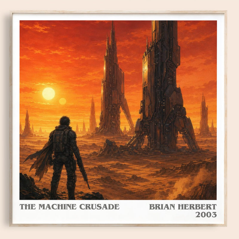 The Machine Crusade literary book poster by Brian Herbert – framed literary art print