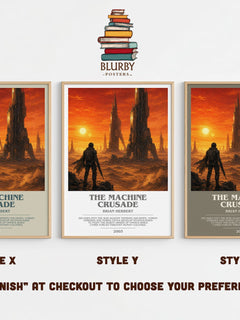 The Machine Crusade Bookish Wall Art by Brian Herbert – Style X, Y and Z side by side – choose your finish