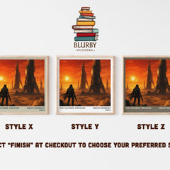 The Machine Crusade literary print in frame leaning in hallway – sci fi wall art