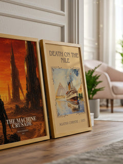 The Machine Crusade watercolour print framed by window – literary home decor
