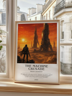 The Machine Crusade Bookish Wall Art by Brian Herbert – framed print by a bright window