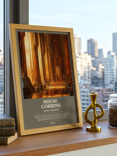 House Corrino bookish print framed by window – literary home decor