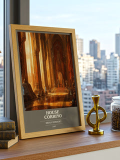 House Corrino book cover print framed by window – literary home decor