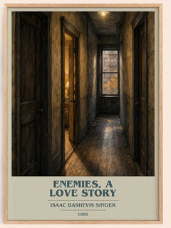 Enemies, a love story book cover book poster by Isaac Bashevis Singer – framed literary art print