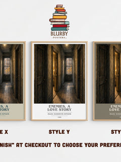 Enemies, a love story book cover print in frame leaning in hallway – literary fiction wall art