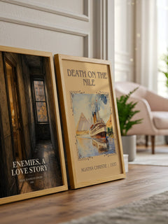 Enemies, a love story watercolour print framed by window – literary home decor