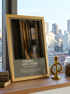 Enemies, a love story bookish print framed by window – literary home decor