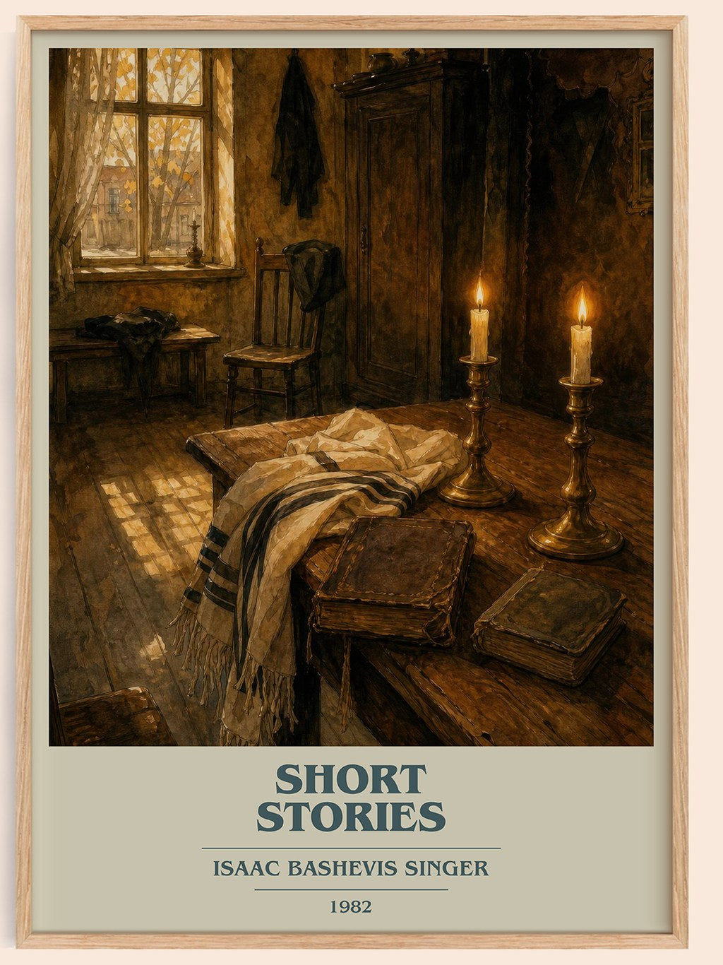 Short stories book cover book poster by Isaac Bashevis Singer – framed literary art print
