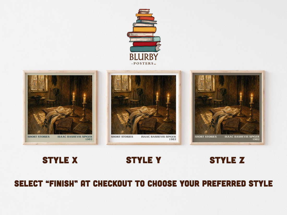 Short stories literary print in frame leaning in hallway – literary fiction wall art (mockup)
