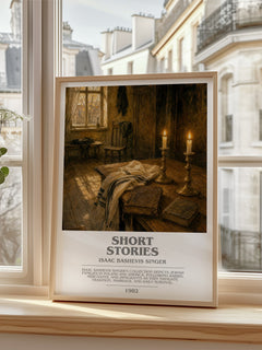 Short stories bookish poster colour and style options – Isaac Bashevis Singer book art