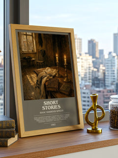 Short stories bookish print framed by window – literary home decor