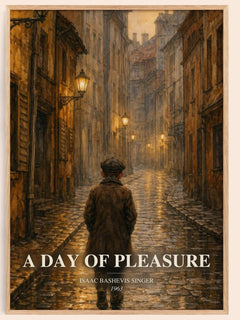 A day of pleasure watercolour book poster by Isaac Bashevis Singer – framed literary art print