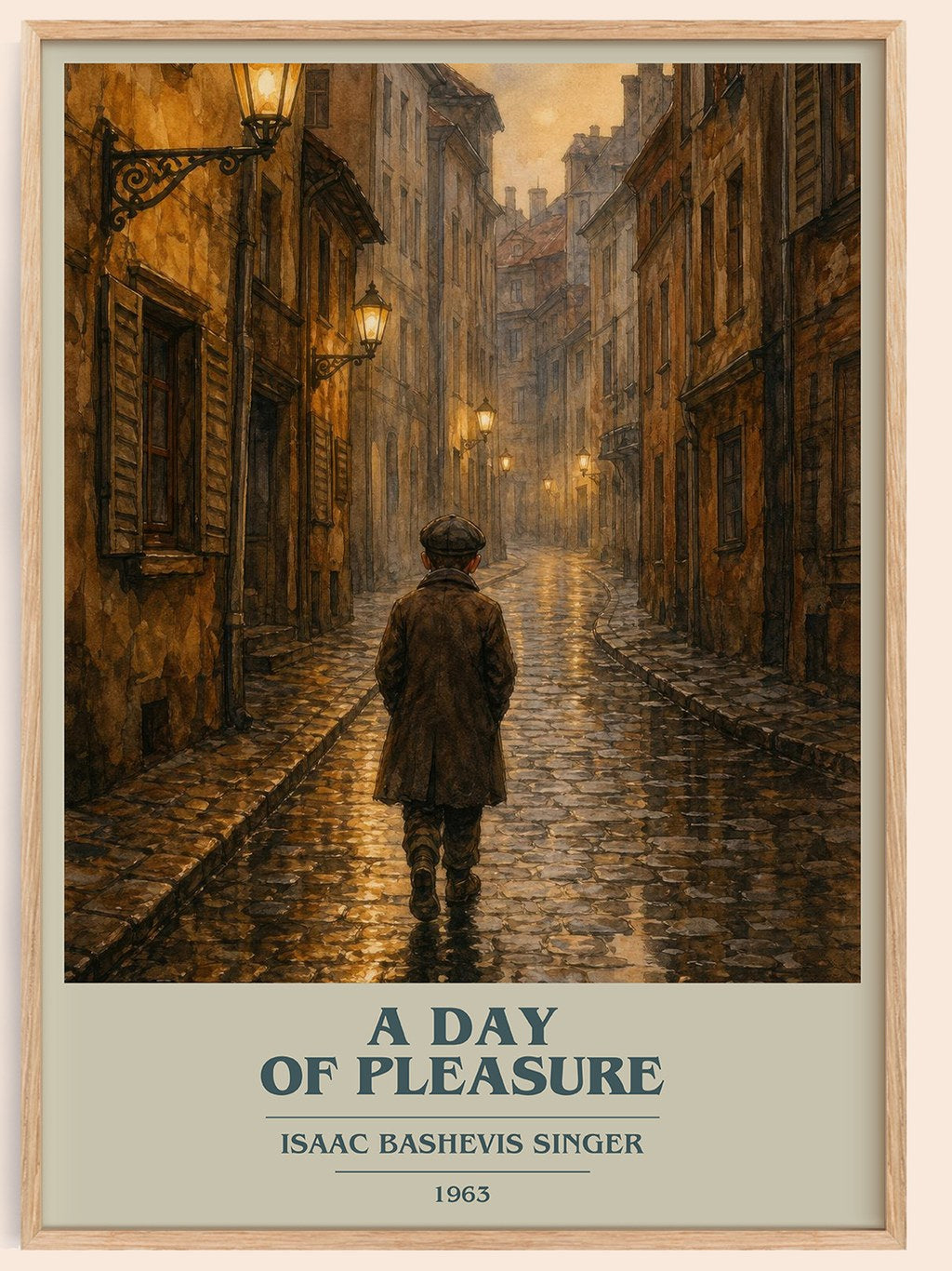 A day of pleasure book cover book poster by Isaac Bashevis Singer – framed literary art print