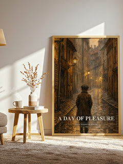 A day of pleasure watercolour print in frame leaning in hallway – memoir wall art