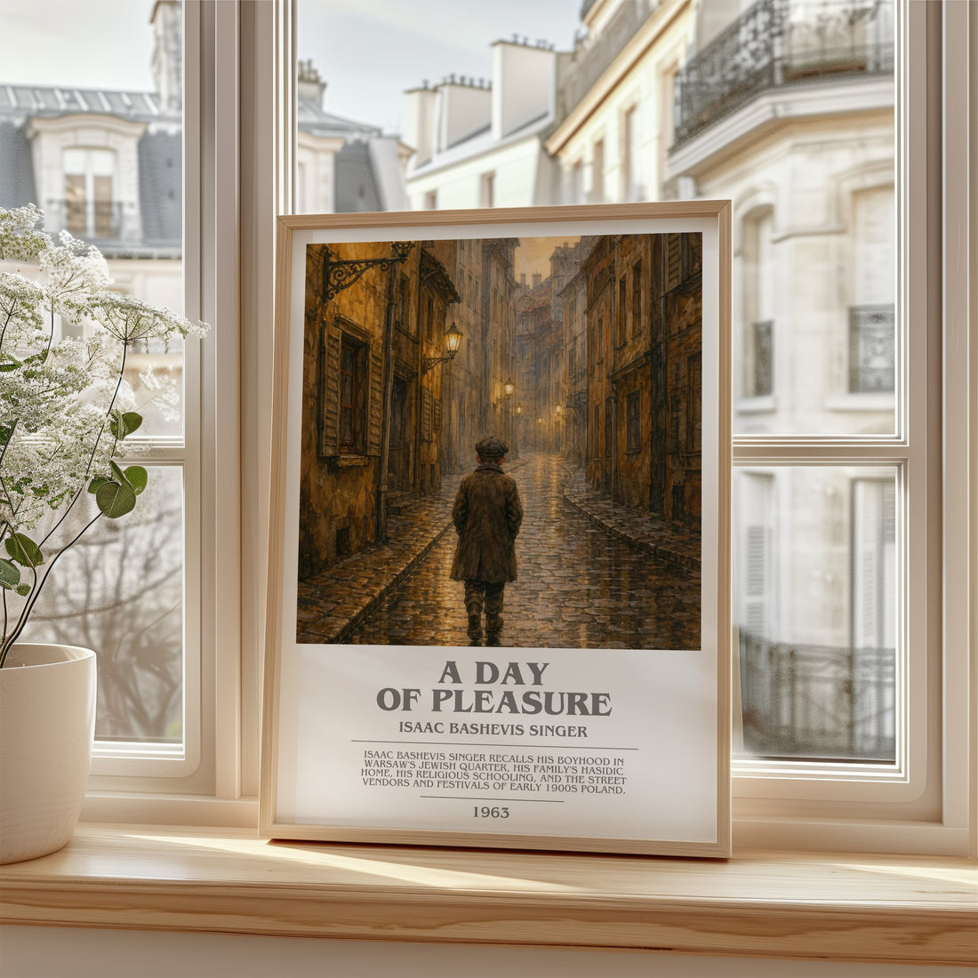 A day of pleasure bookish poster colour and style options – Isaac Bashevis Singer book art