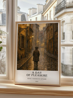 A day of pleasure book cover poster colour and style options – Isaac Bashevis Singer book art