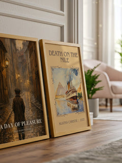 A day of pleasure watercolour print framed by window – literary home decor