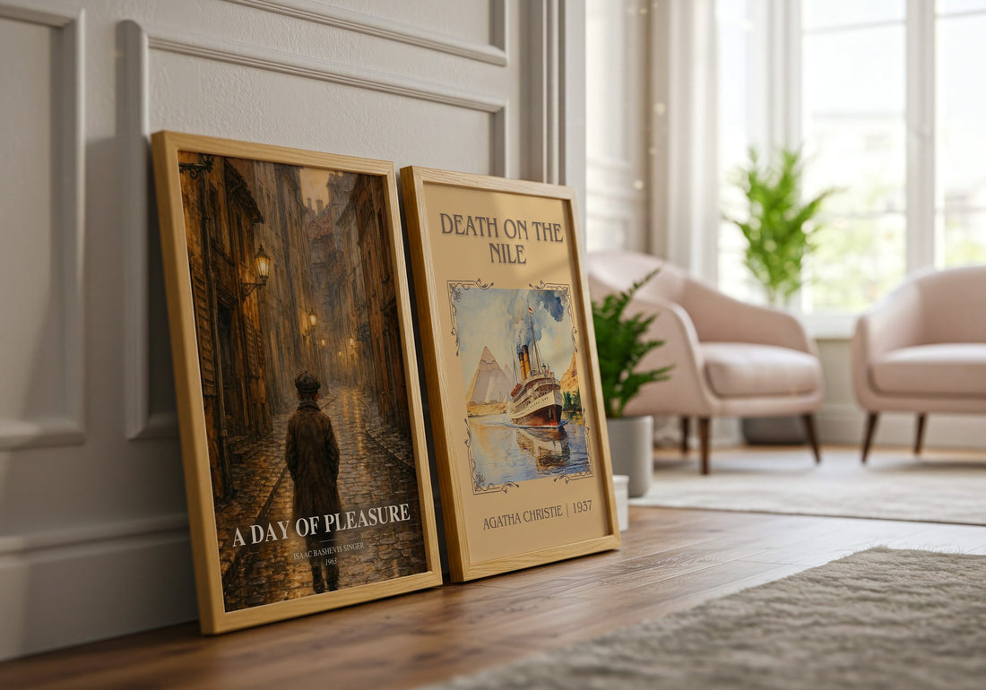 A day of pleasure watercolour print framed by window – literary home decor