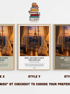 His Secretary Mistress bookish print in frame leaning in hallway – romance wall art