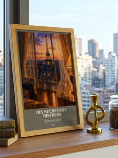 His Secretary Mistress book cover print framed by window – literary home decor