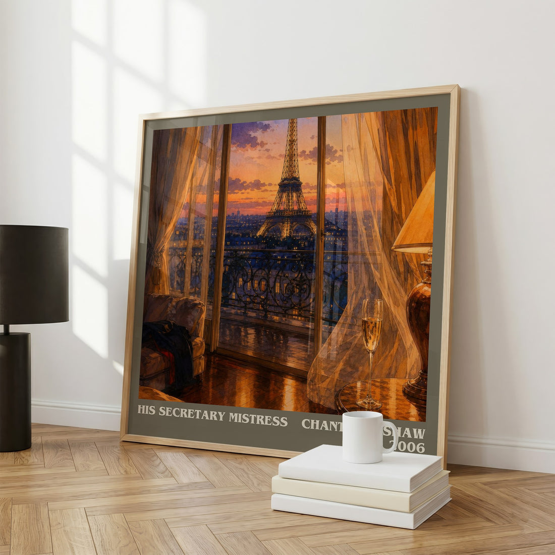 His Secretary Mistress literary print framed by window – literary home decor