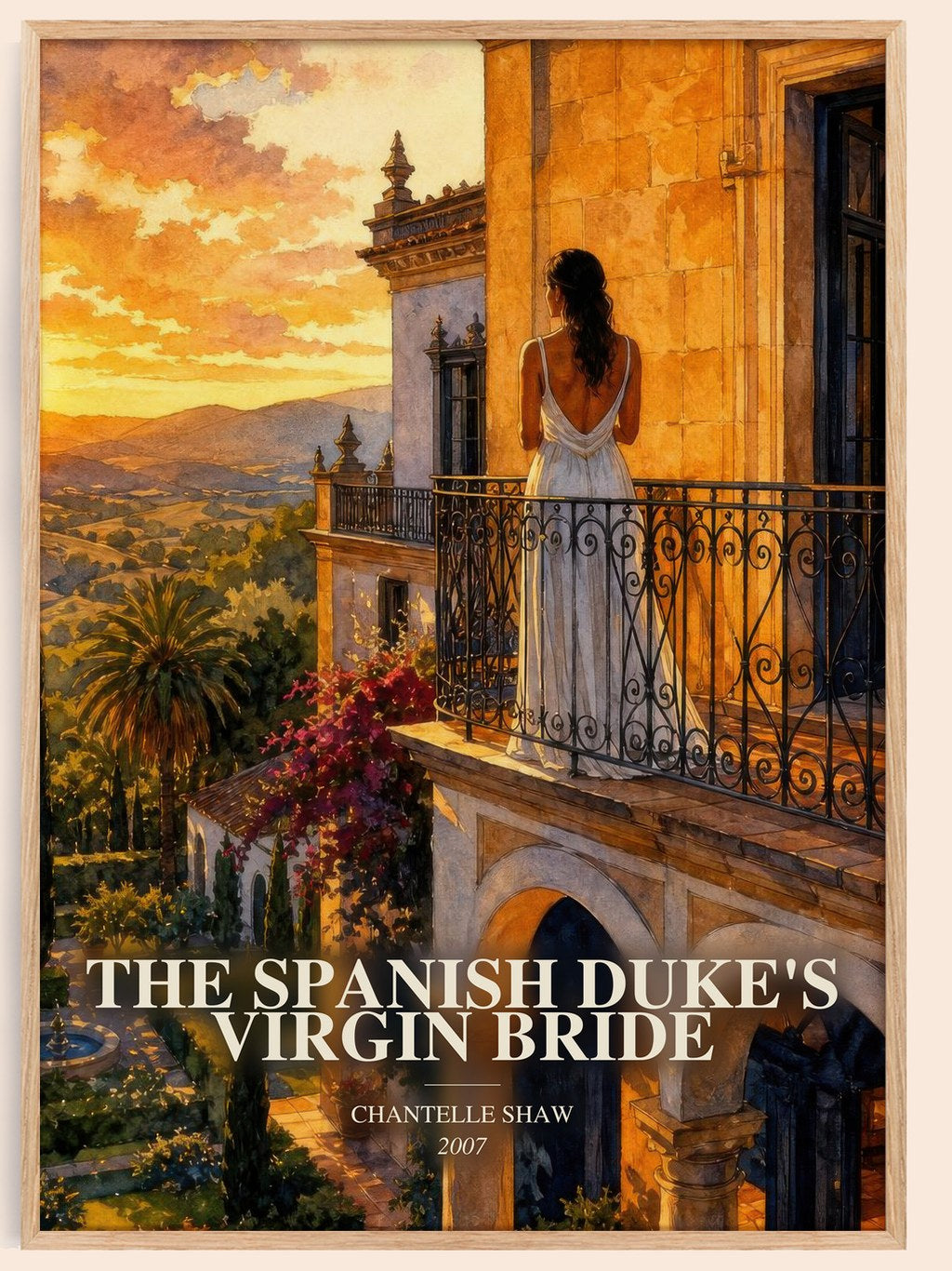 The Spanish Duke's Virgin Bride watercolour book poster by Chantelle Shaw – framed literary art print