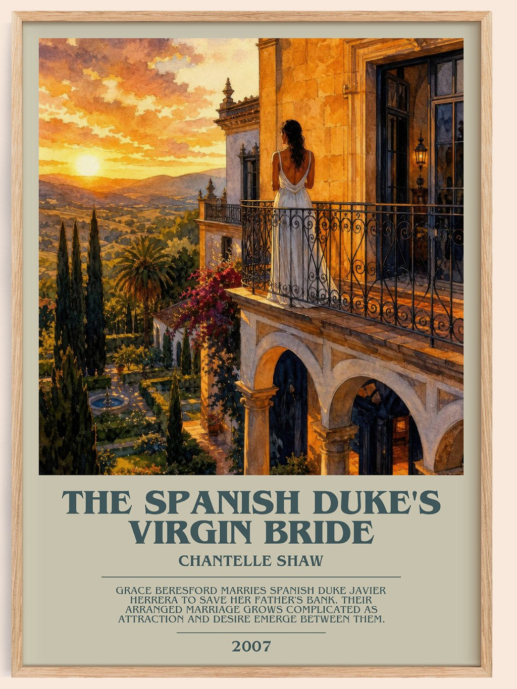 The Spanish Duke's Virgin Bride bookish book poster by Chantelle Shaw – framed literary art print