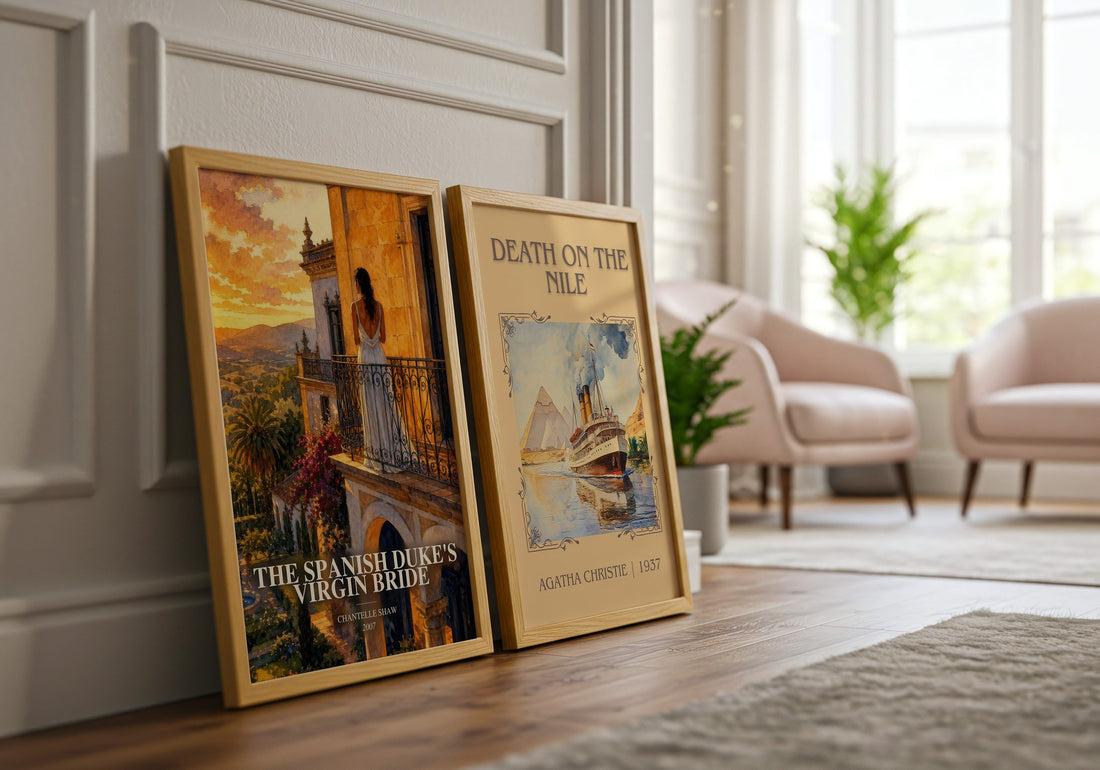 The Spanish Duke's Virgin Bride watercolour print framed by window – literary home decor