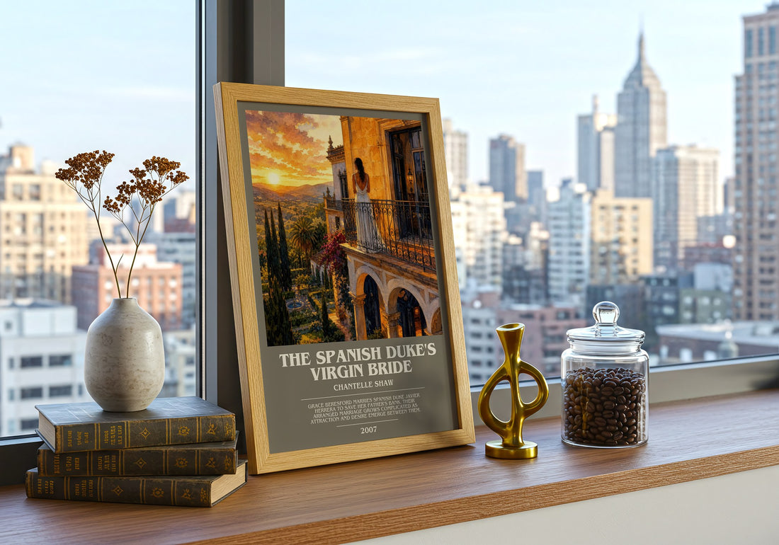 The Spanish Duke's Virgin Bride bookish print framed by window – literary home decor