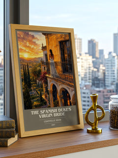 The Spanish Duke's Virgin Bride book cover print framed by window – literary home decor